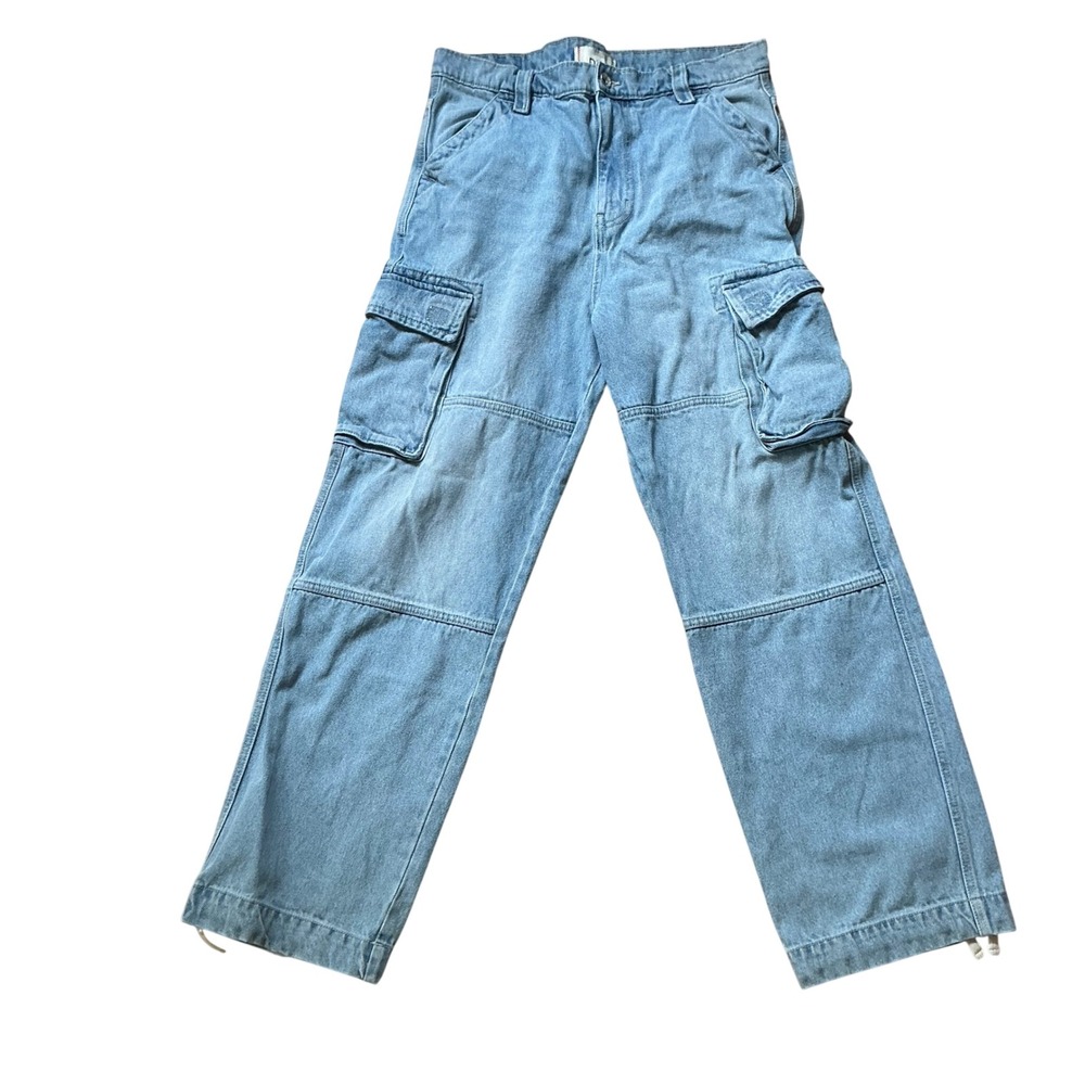BDG Skate Fit Cargo Jeans Mens‎ 34 Light Wash Blue Wide Leg Utility Denim Pants